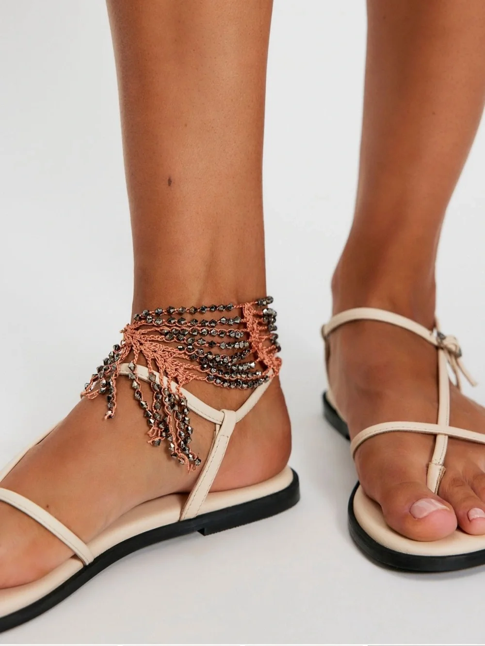 Free People Ariana Ost Jinx Beaded Beach Crochet Anklet